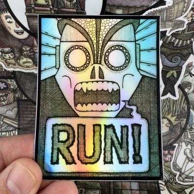 RUN! Holographic 3-3/4 Inch Sticker