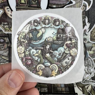 Mermaid Circle 3 Inch Sticker