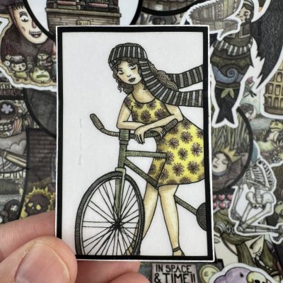 Bike Girl Transparent 3 Inch Sticker