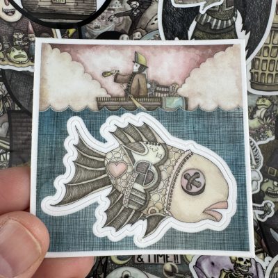 Fish Kiss Cut 3 Inch Sticker