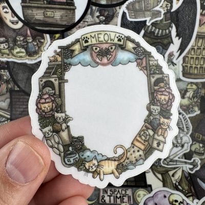 Cat Wreath transparent 3 Inch Sticker