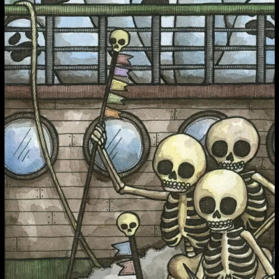 Skeleton Ghost Boat 8x10 Print