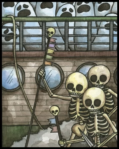 Skeleton Ghost Boat 8x10 Print