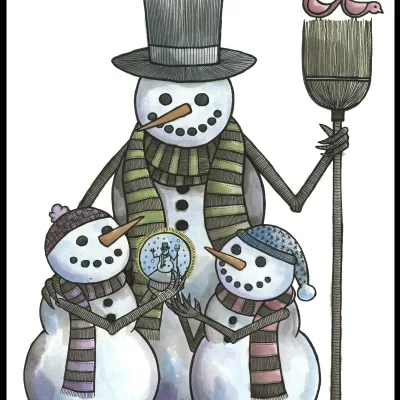 Snowmen Snowglobe 8x10 Print