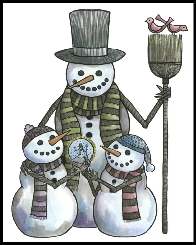 Snowmen Snowglobe 8x10 Print