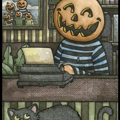 Pumpkin Typewriter 8x10 Print