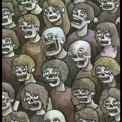 Zombie Crowd 8x10 Print