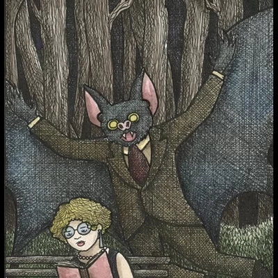 Vampire Bat Bench 8x10 Print