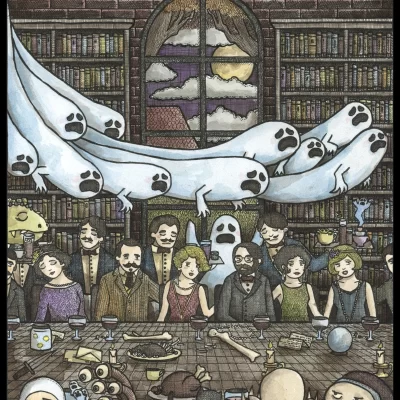 Ghost Dinner Party 8x10 Print