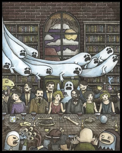 Ghost Dinner Party 8x10 Print