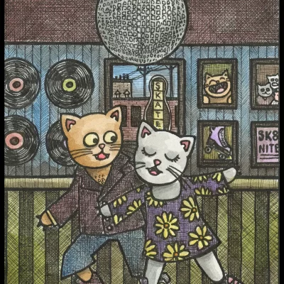 Skating Cats 8x10 Print