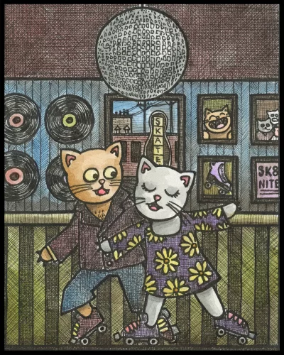 Skating Cats 8x10 Print