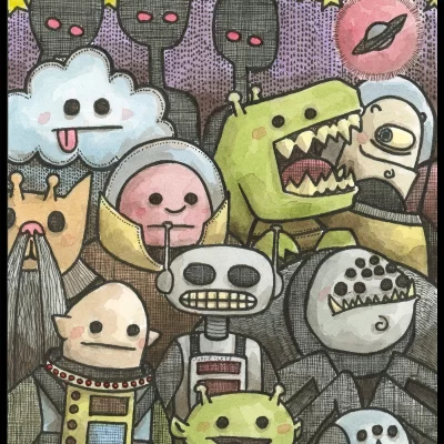 Space Monsters 8x10 Print