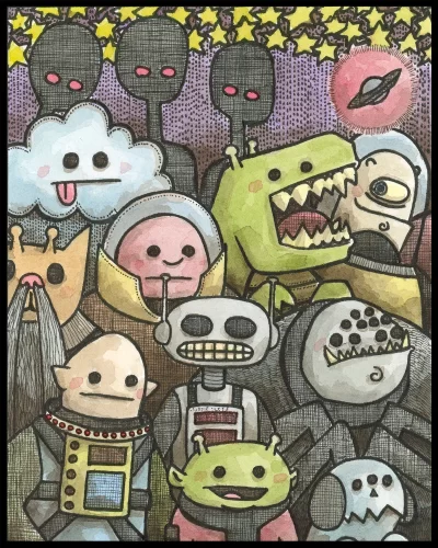 Space Monsters 8x10 Print