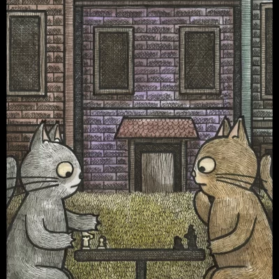 Cat Chess 8x10 Print
