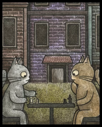 Cat Chess 8x10 Print