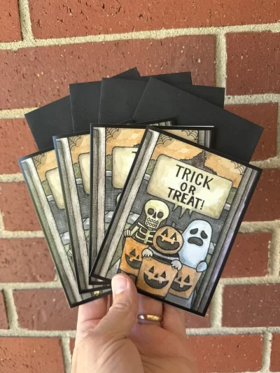 Trick-or-Treat Greeting Cards With Black Envelopes