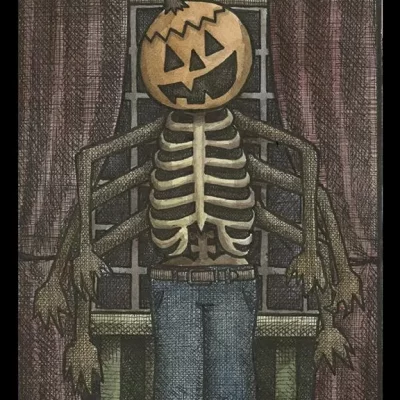 Pumpkin Curtain 8x10 Print