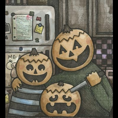 Pumpkin Carving 8x10 Print