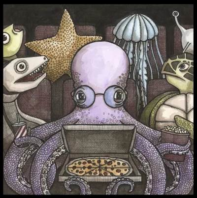 Octopus Pizza 8x8 Print