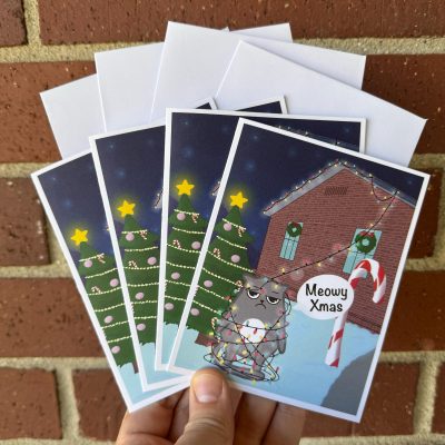 Meowy Christmas Greeting Cards (by Rachael Bates)